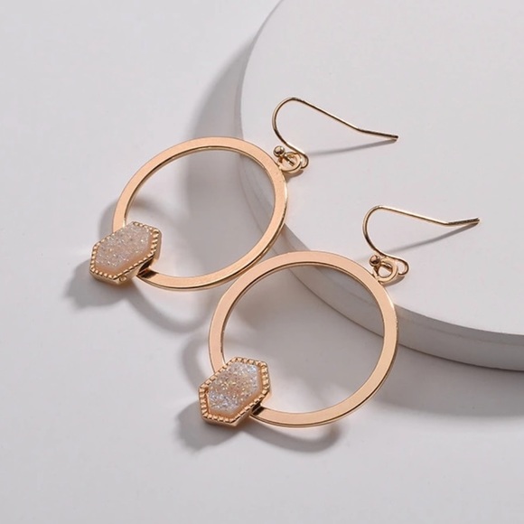 Jewelry - Gorgeous Druzy Hoop Earrings!
